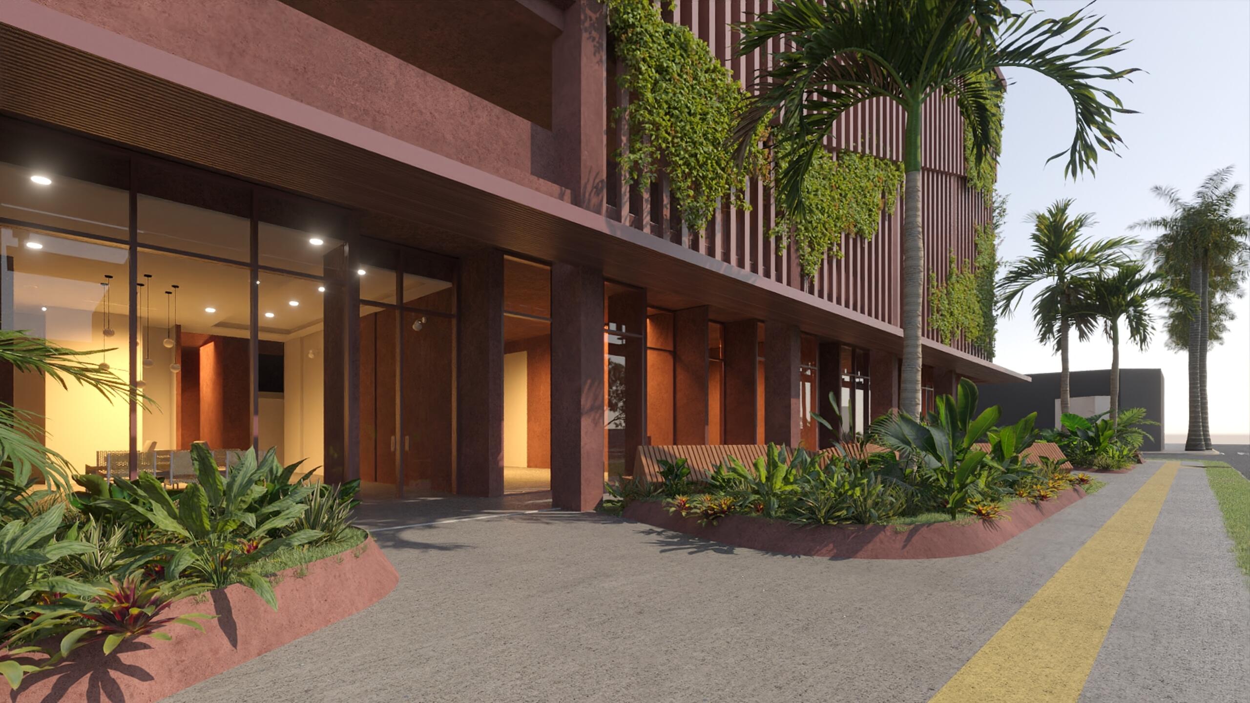 Render oficial del acceso y áreas comerciales de Aranjuez 23