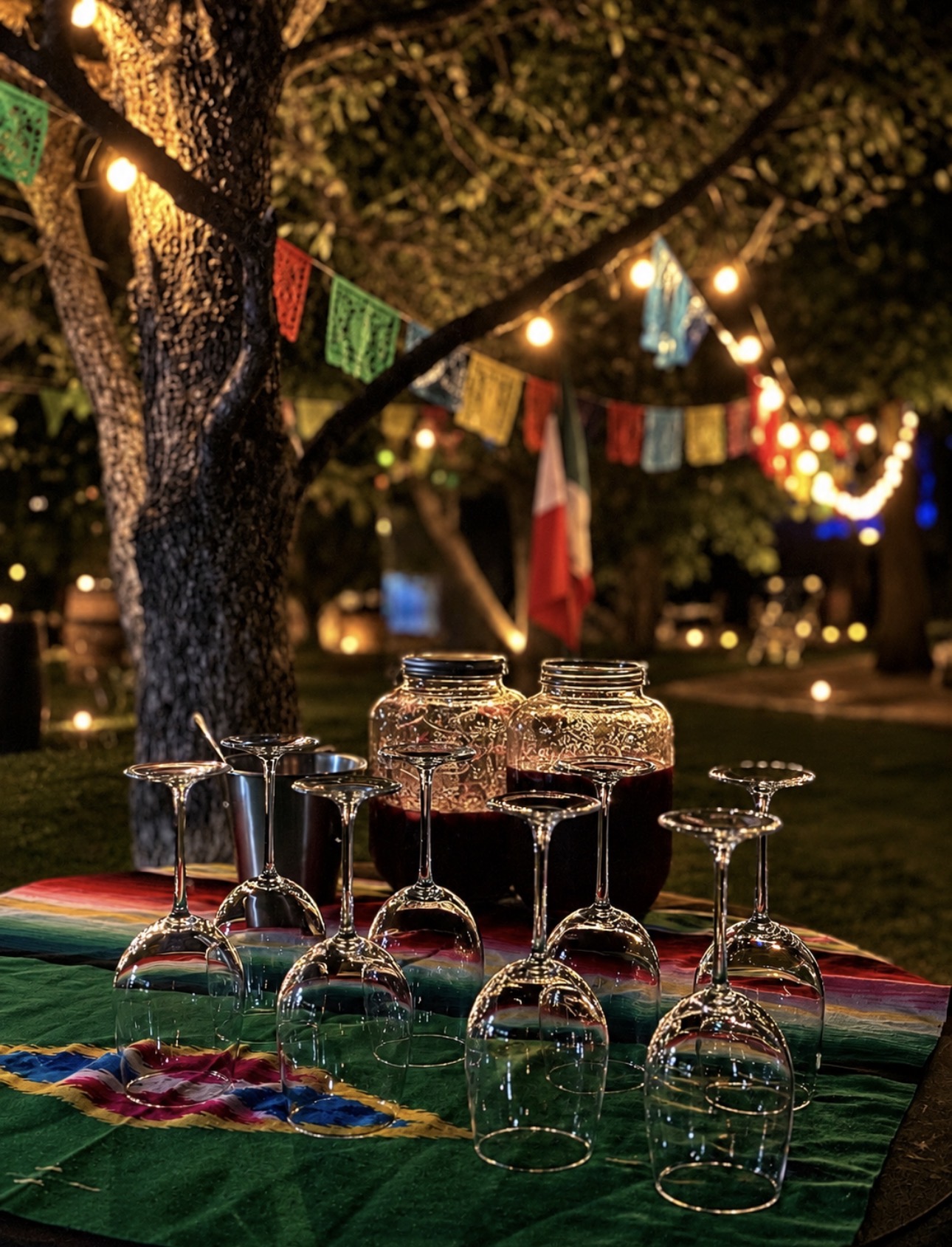 Cristalería y detalles de ambientación mexicana